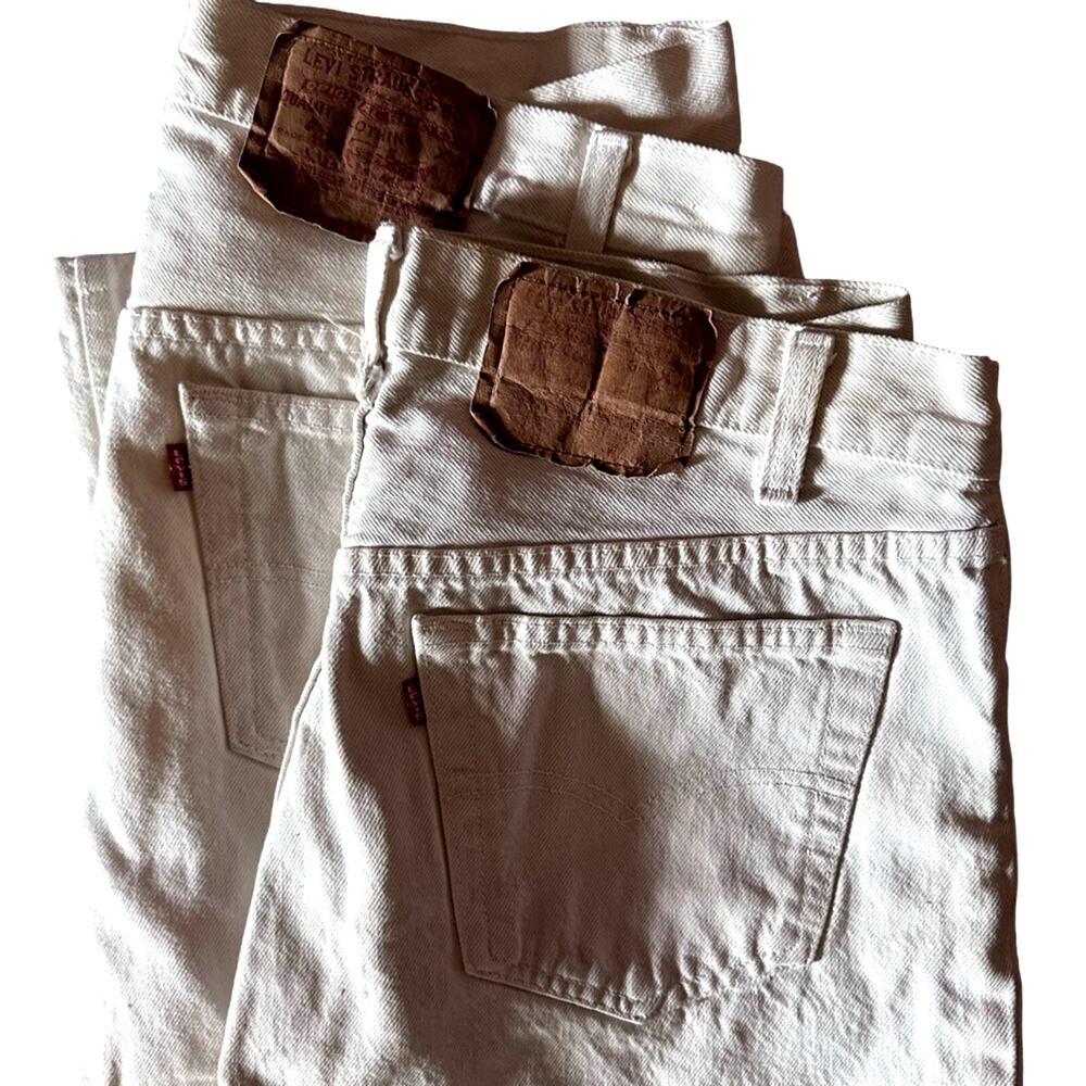 vintage • levi's 501 button fly painter pants denim white jeans canvas set of 2 - Picture 2 of 15
